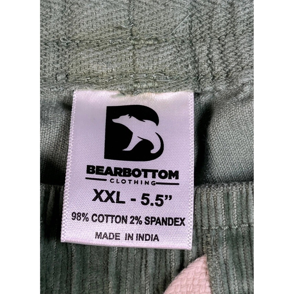 Bearbottom Clothing XXL Corduroy Shorts‎ Green Elastic Waist Drawstring